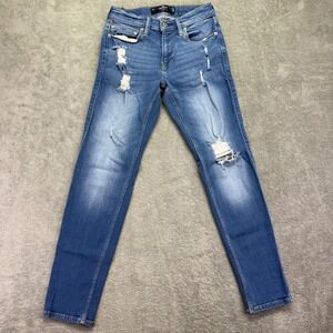 Hollister Womens Distressed‎ Skinny Jeans Blue Wash Size W28 L30 Rips Denim